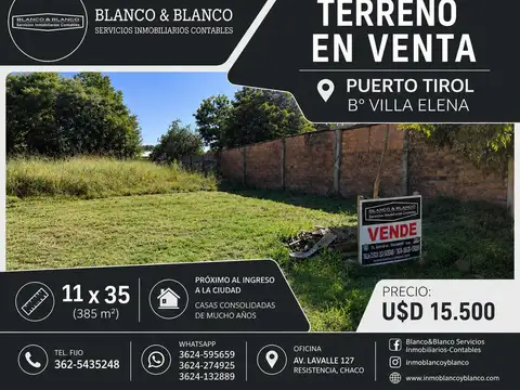 Se vende Terreno en Puerto Tirol