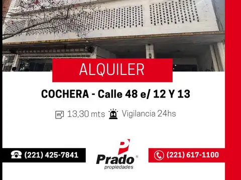 COCHERA CUBIERTA-ZONA CENTRO LA PLATA