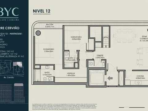 Departamento en el emprendimiento BYC - Bulnes y Cerviño