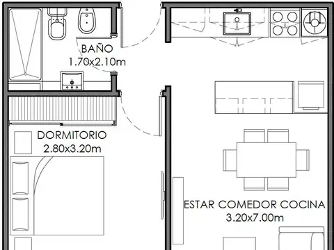 Departamento en Venta de 2 ambientes