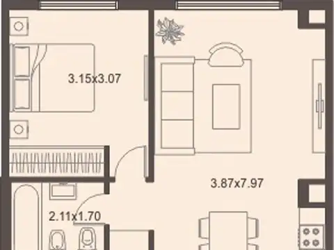 Edificio Botero. Departamentos dos ambientes en planta baja