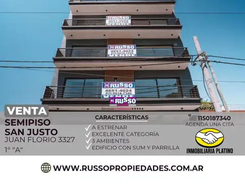 Venta semipiso 3 ambientes San Justo