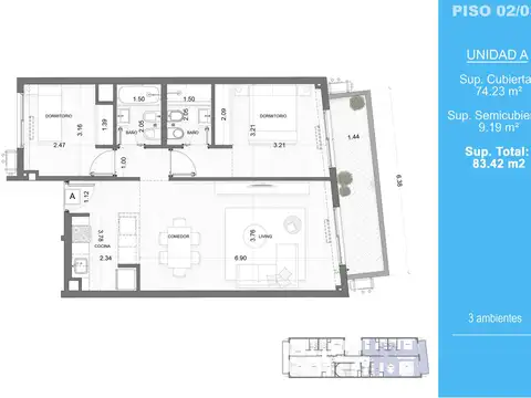 Departamento en Venta de 3 ambientes