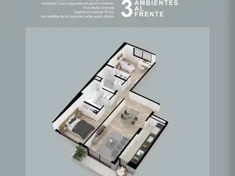 Super 3 ambientes con balcón y amenities en Caballito