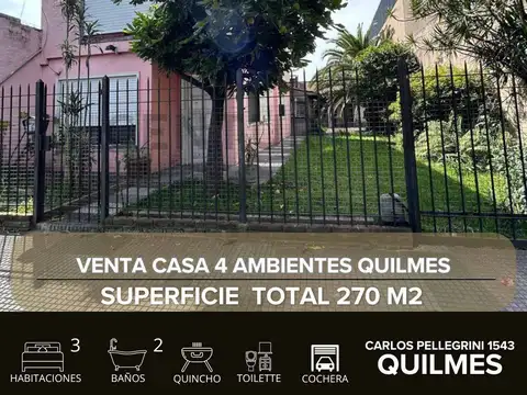 VENTA CASA 4 AMBIENTES QUILMES
