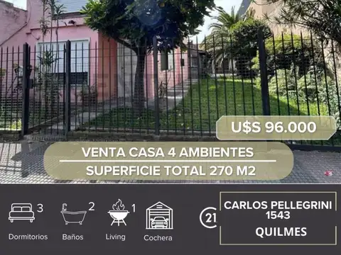 VENTA CASA 4 AMBIENTES QUILMES
