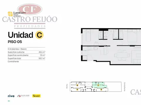 Departamento en Venta de 3 ambientes