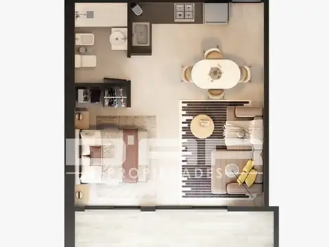 Departamento Monoambiente con 1 baño
