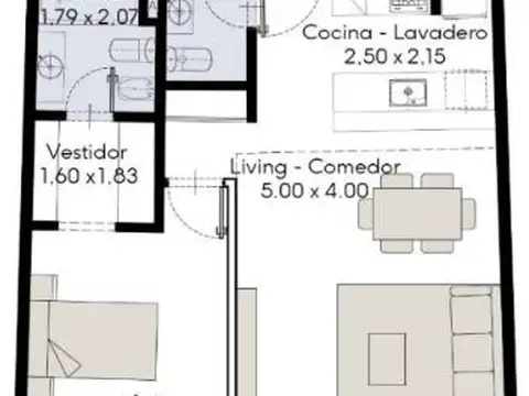 Departamento en Venta de 1 dormitorio