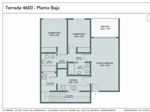 Departamento 3 ambientes con 2 baños