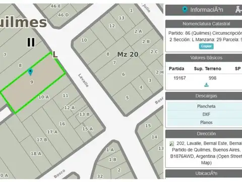 Terreno en Venta de 998,0 m2