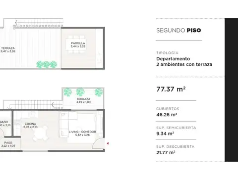 Departamento en Venta con 1 cocheras