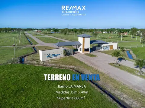 LOTE DE 600 m2 B° CERRADO LA MANSA