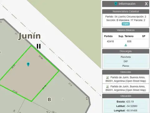 Terreno en Venta en Junín, USD 15.000