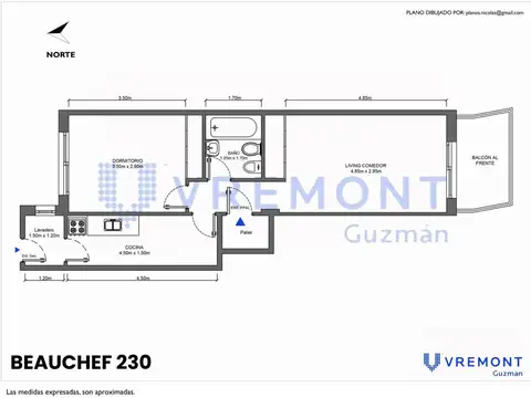 Departamento 2 ambientes con 1 baño