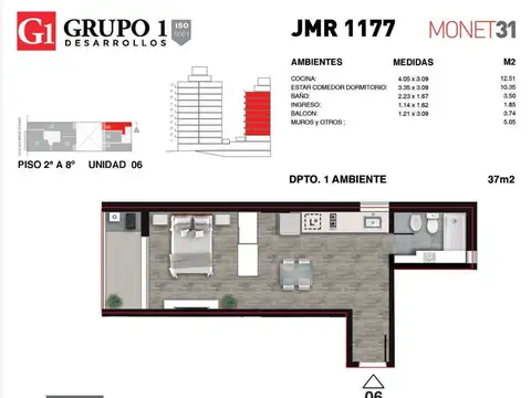 Departamento en Venta en Martin, USD 74.781