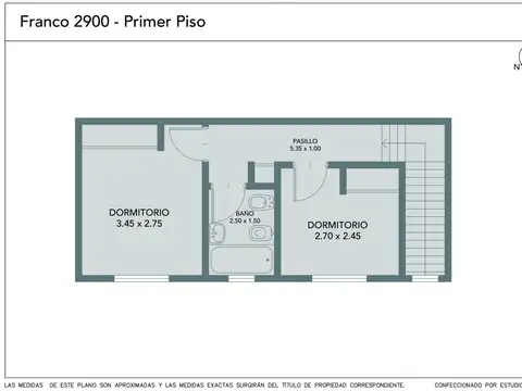 Depto Tipo Casa 3 ambientes con 2 baños