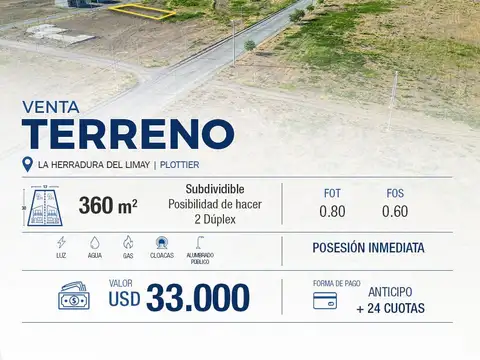 TERRENO EN VENTA, LA HERRADURA DEL LIMAY, PLOTTIER