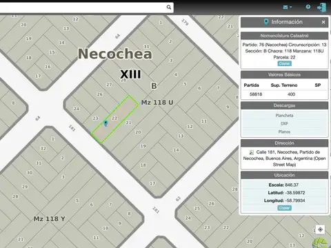 terreno sobre 181 y 62