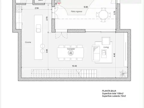 Casa 4 ambientes con 2 baños