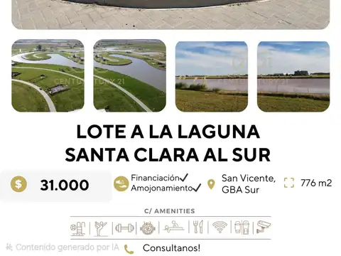 A LA LAGUNA LOTE DE 22 X 35