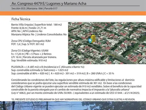 Terreno en Villa Urquiza