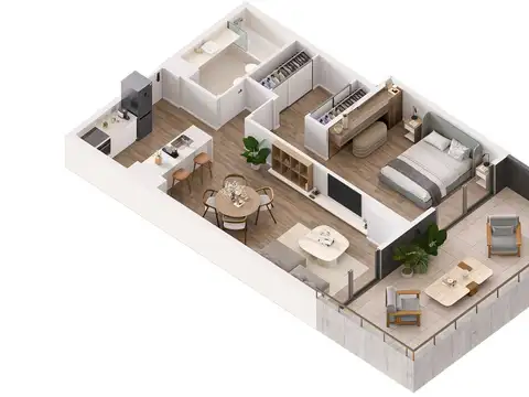 Departamento Monoambiente con 1 baño