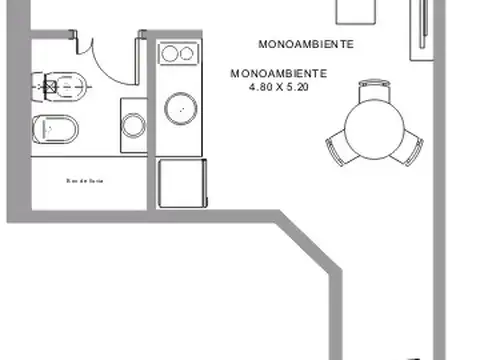 Departamento Monoambiente con 1 baño