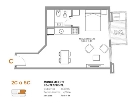 Departamento en Venta en Villa Crespo, USD 89.000