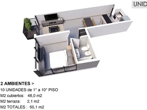 Departamento en Venta de 2 ambientes