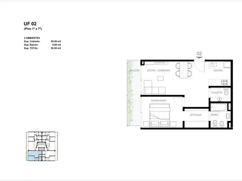 Departamento en pozo de dos ambientes - Venta - Bajo Belgrano - Excelente oportunidad.
