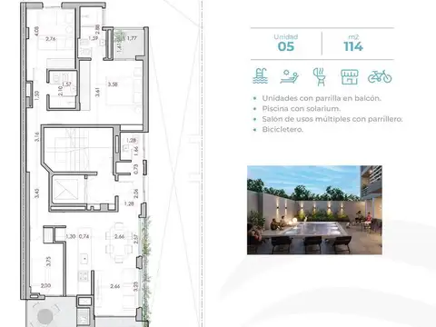 Departamento en Venta de 2 dormitorios