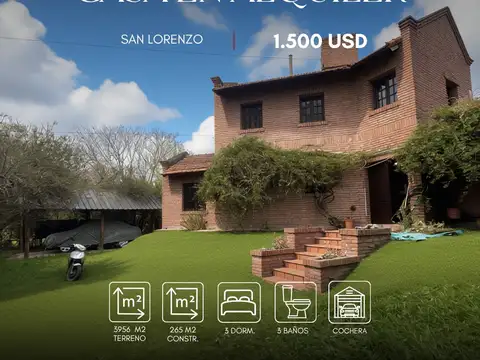 Casa en alquiler de 3 dormitorios c/ cochera en San Lorenzo