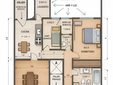 Departamento 4 ambientes con Dependencia Av del Libertador Las Cañitas