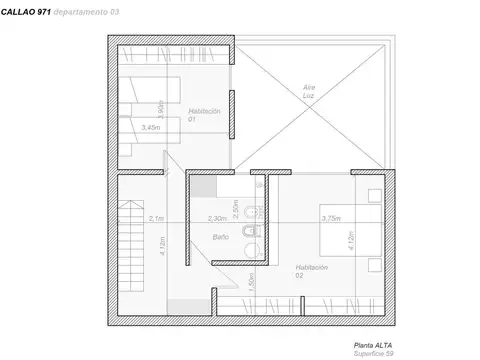 Casa 4 ambientes con 1 baño