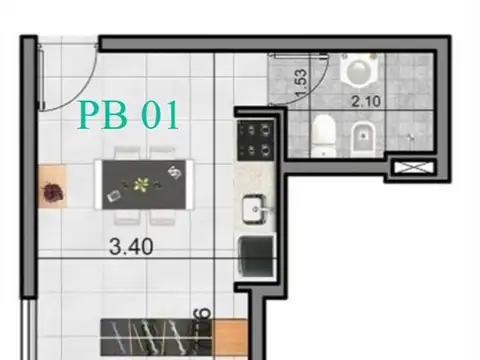 Departamento en Venta de Monoambiente