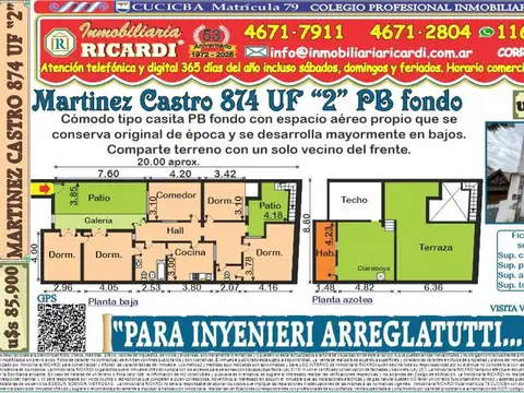 PARA INYENIERI ARREGLATUTTI Tipo casita PB fondo