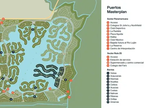 lote 1100m2 en puertos frente a laguna central zona norte