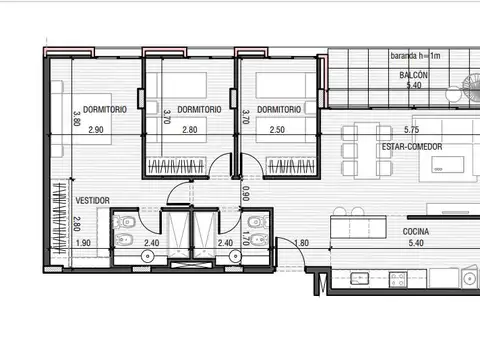 Departamento en Venta con 1 cocheras
