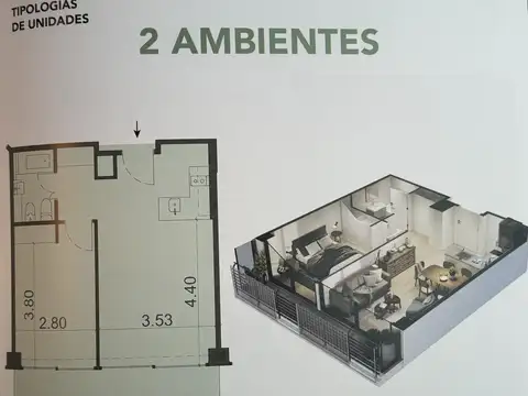 Departamento en Venta de 2 ambientes
