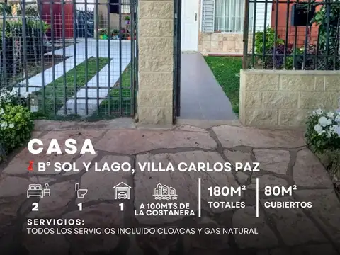 Venta Casa De 2 Dormitorios A 100Mts De La Costanera En Barrio Sol Y Lago, Villa Carlos Paz