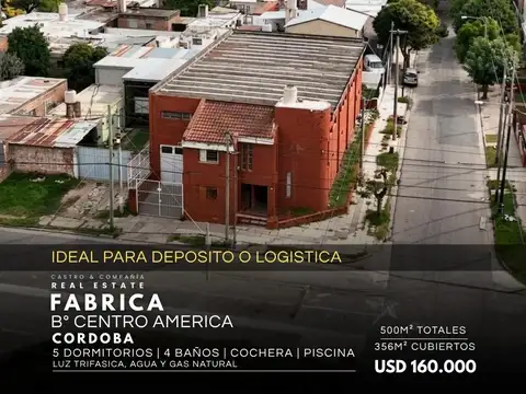 Fábrica En Venta De 356 m2 Con Todos Los Servicios En Barrio Centro América, Córdoba Capital