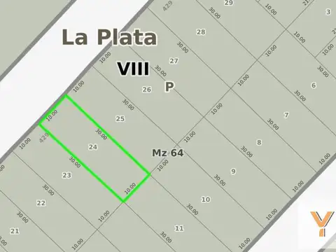 Terreno en Venta 10  mts Frente