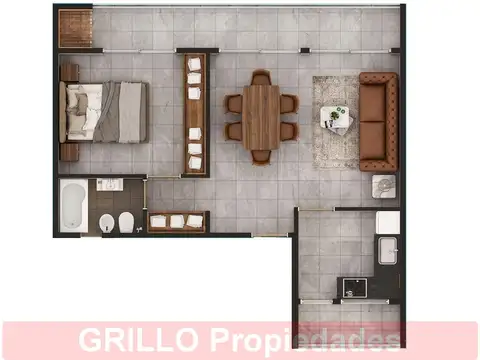 Departamento 2 ambientes con 1 baño