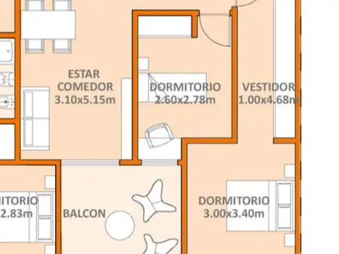 Departamento 4 ambientes con 2 baños