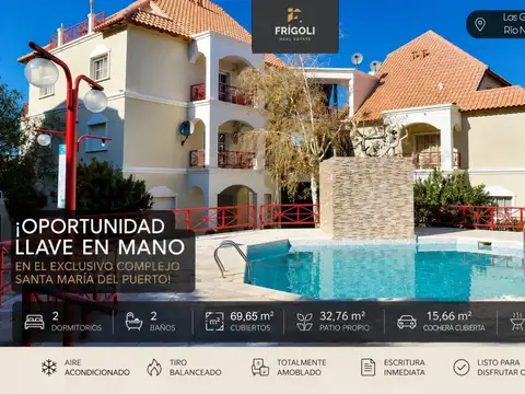 VENTA |  3 Ambientes | Cochera | Terraza c/ Parrilla | AMOBLADO | 109,80 m² | Complejo Santa María del Puerto