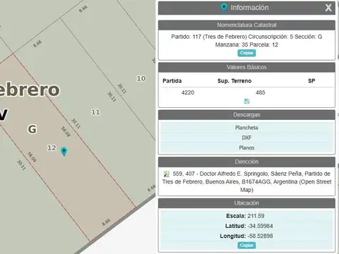 Terreno en Venta de 485,0 m2