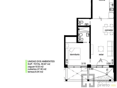 Departamento en Venta de 1 dormitorio