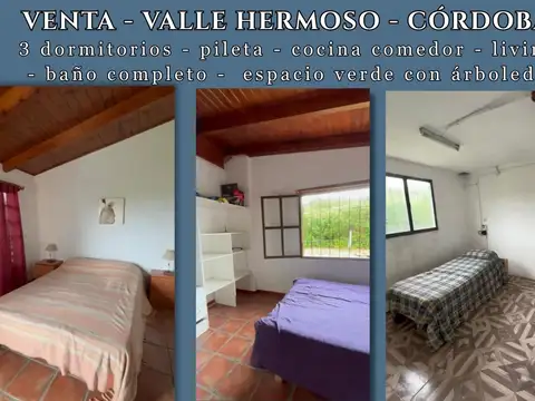 DUEÑO VENDE Casa con pileta de 3 dormitorios, VALLE HERMOSO, Córdoba