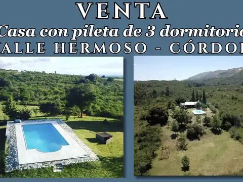 DUEÑO VENDE Casa con pileta de 3 dormitorios, VALLE HERMOSO, Córdoba